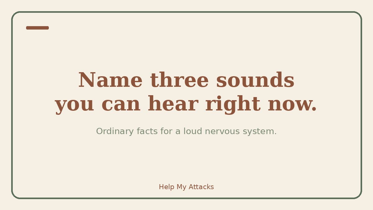 Calm reminder to name three sounds you can hear during a panic attack