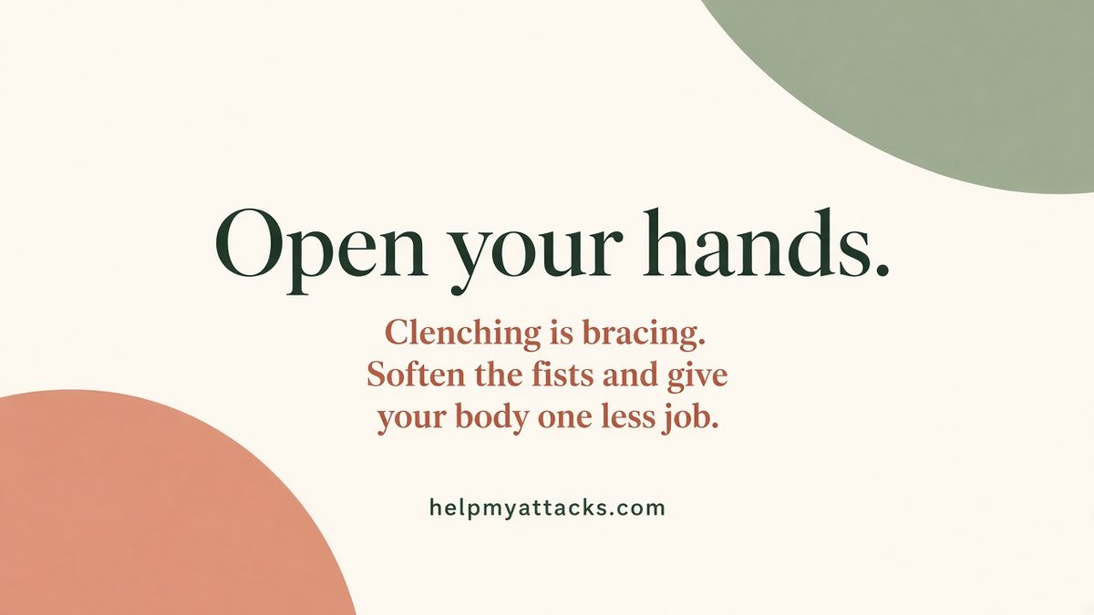Calm reminder to gently open your hands during a panic attack