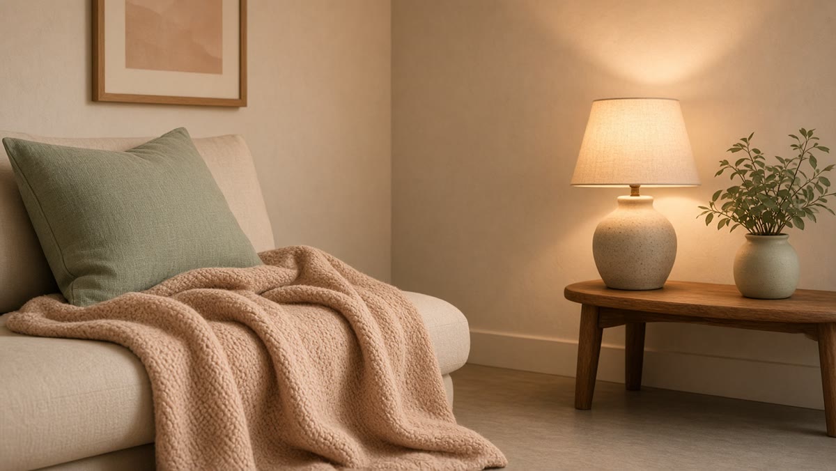 Warm lamp and soft blanket after panic