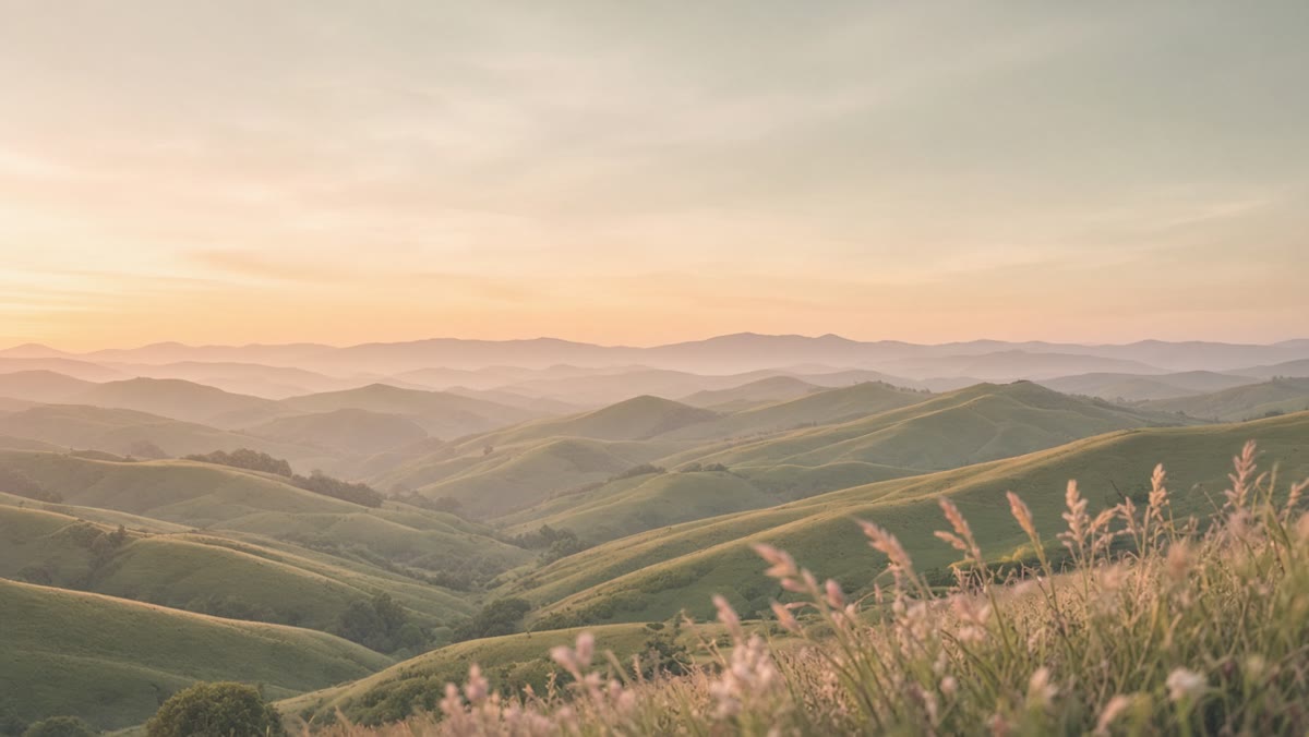 Soft rolling hills at golden hour